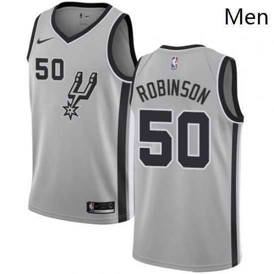 Mens Nike San Antonio Spurs 50 David Robinson Authentic Silver Alternate NBA Jersey Statement Edition